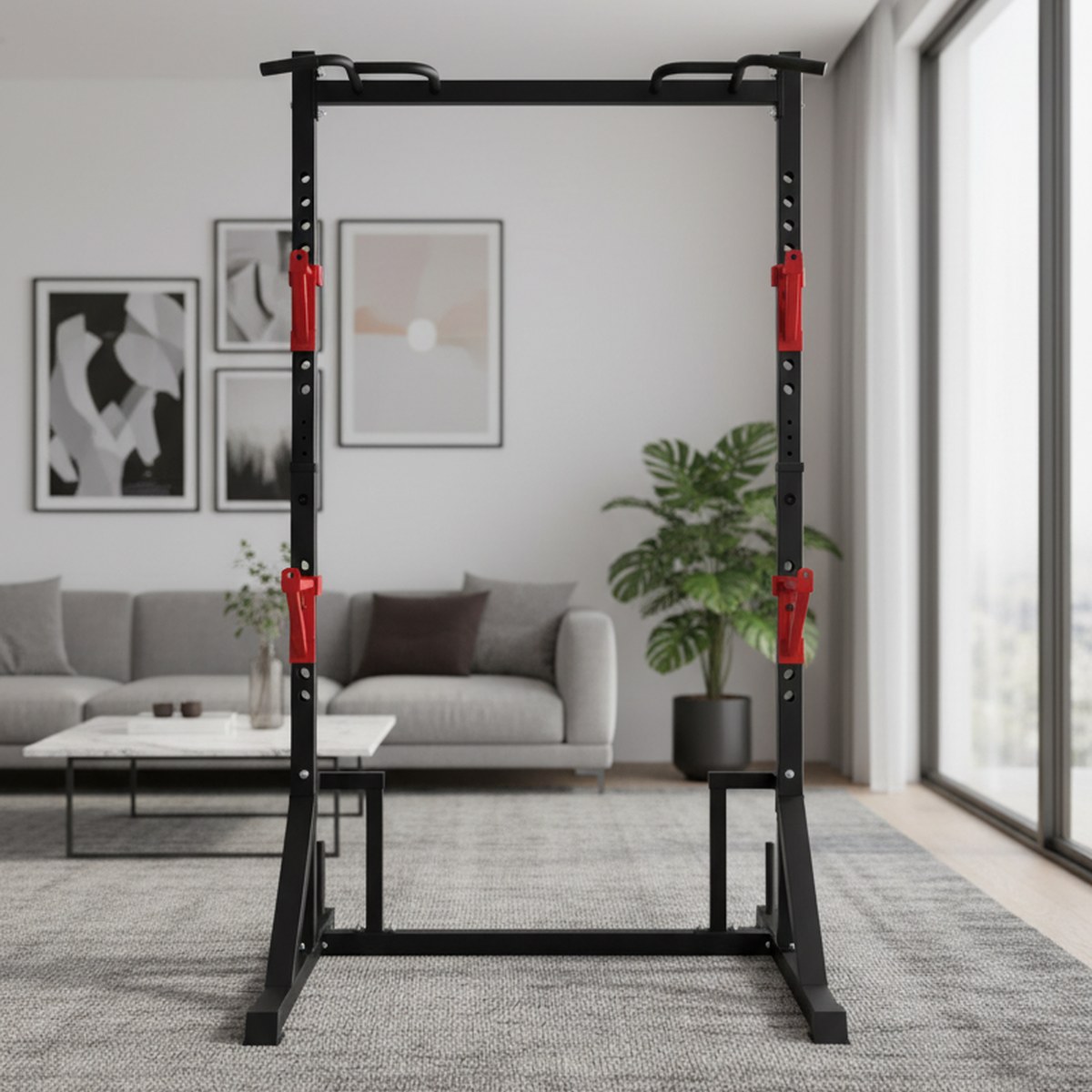 Home Gym Pull Up Bar - Rack de fuerza ajustable con barra