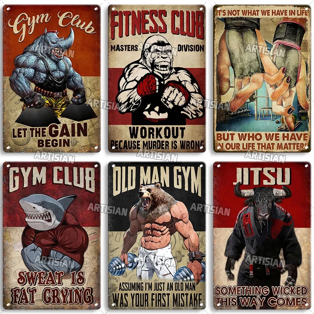 Home Gym Decor - Letrero Metálico Vintage con Frase Inspiradora