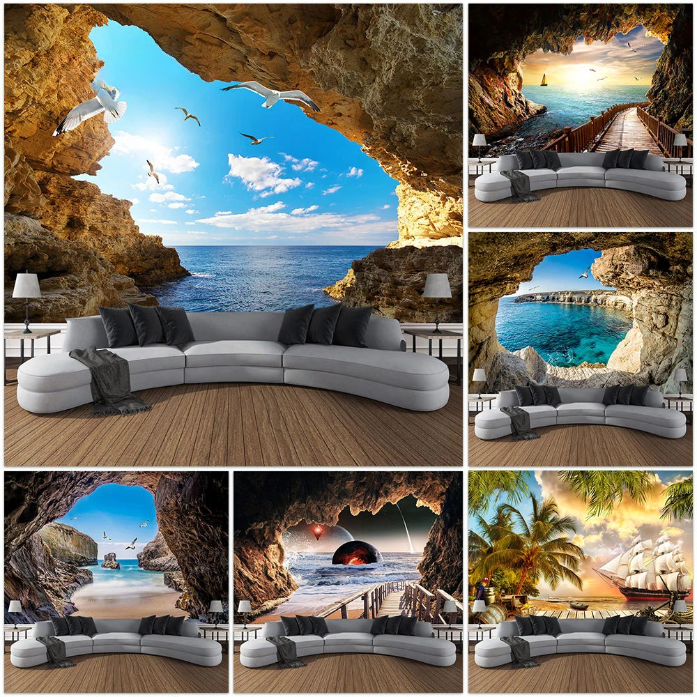 Home Gym Decor - Tapiz de paisaje de cueva de