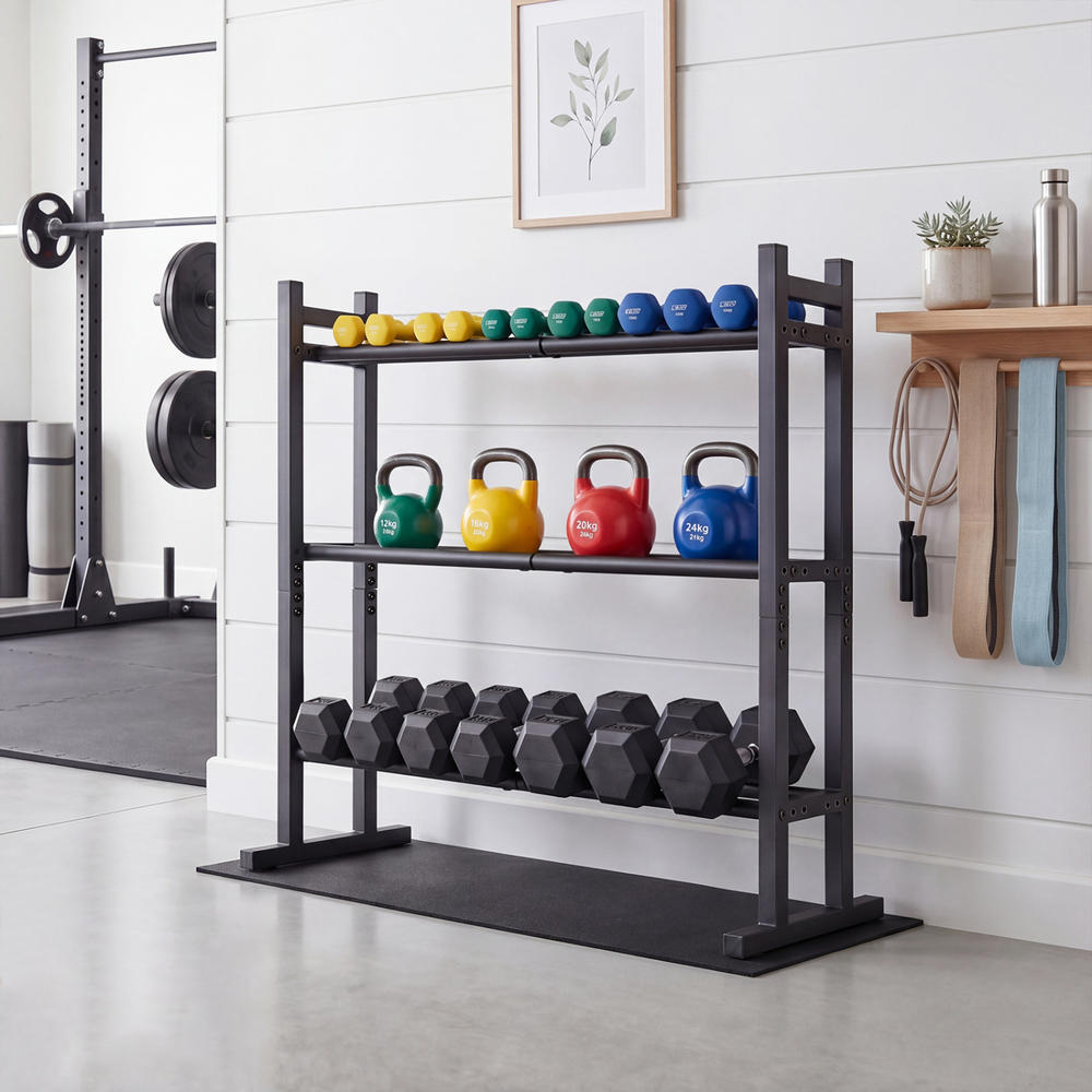 Estante para mancuernas de 3 n - Home Gym Dumbbells reseña y precio