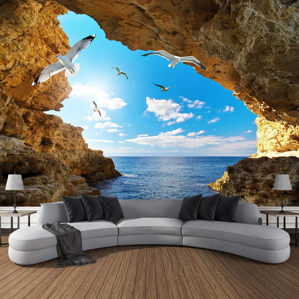 Tapiz de paisaje de cueva de m - Home Gym Decor reseña y precio