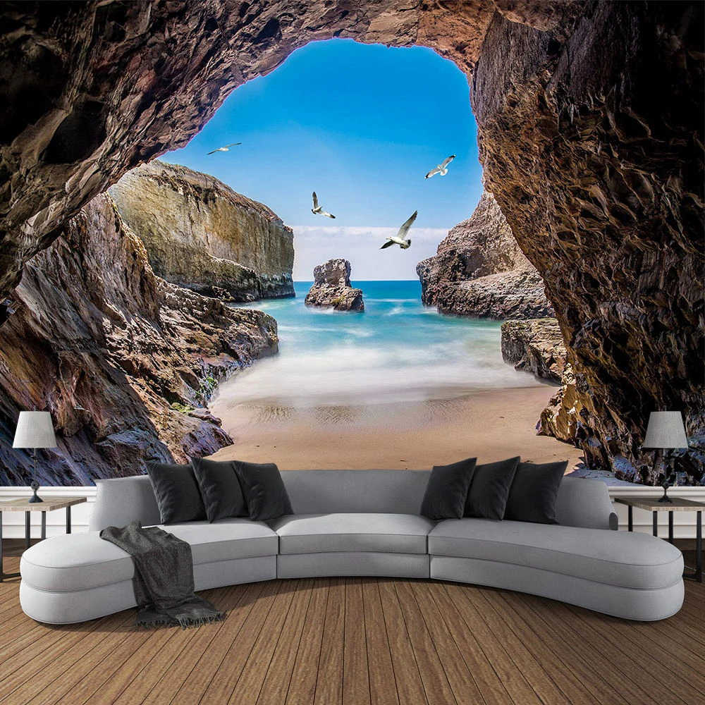 Tapiz de paisaje de cueva de m - Home Gym Decor reseña y precio